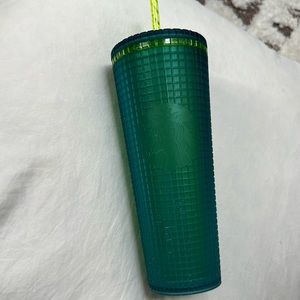 RARE Starbucks Green Jelly Matte Lime Grid Cold Cup Tumbler Square